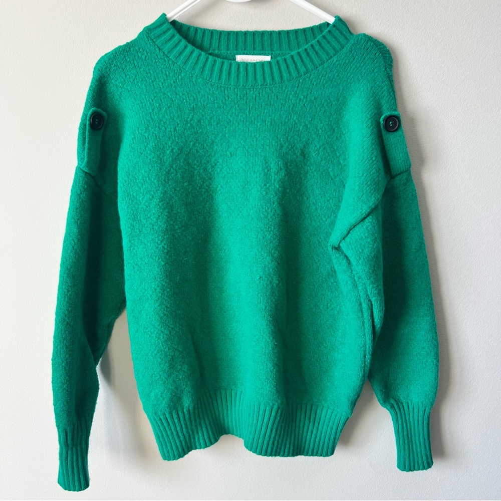 Blu Pepper Vibrant Green Crew Neck Sweater, Size Small